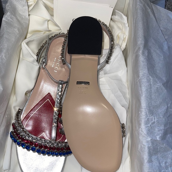 Gucci Crystal Leather Sandals - Picture 4 of 5